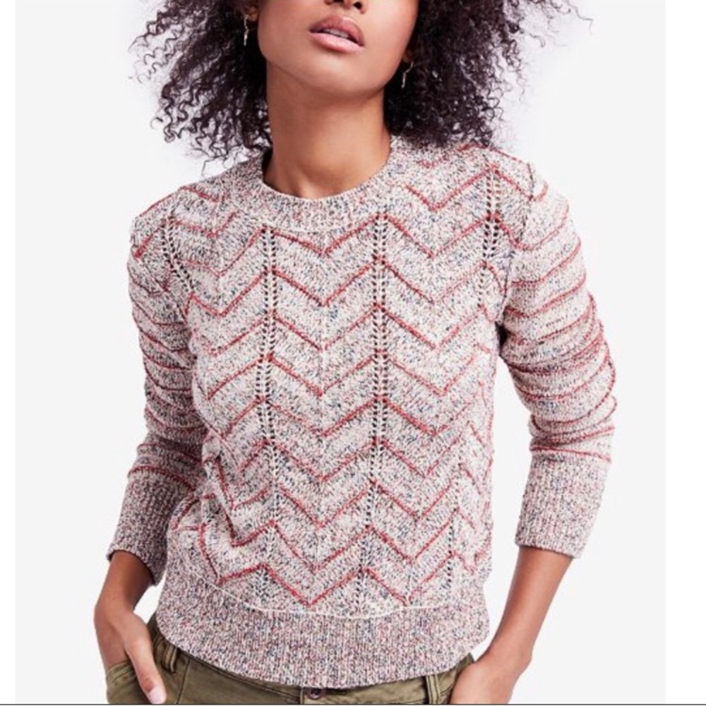 Free People Zig Zag cotton blend sweater. Size L